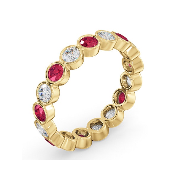 Emily 18K Gold Ruby 0.70ct and G/VS 1CT Diamond Eternity Ring - Image 2