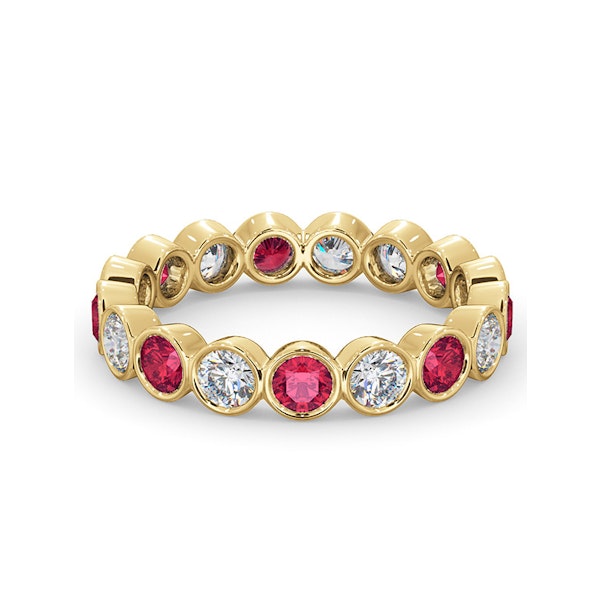 Emily 18K Gold Ruby 0.70ct and H/SI 1CT Diamond Eternity Ring - Image 3