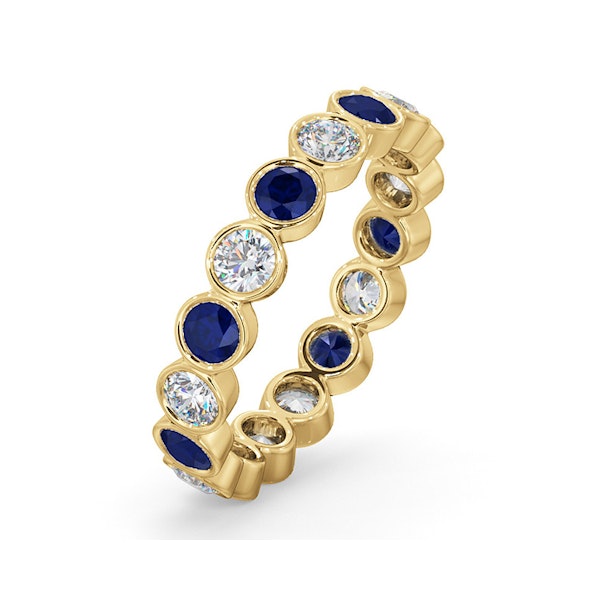 Emily 18K Gold Sapphire 0.70ct and H/SI 1CT Diamond Eternity Ring - Size K - Image 1
