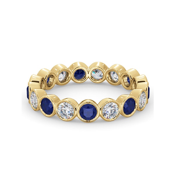 Emily 18K Gold Sapphire 0.70ct and G/VS 1CT Diamond Eternity Ring - Image 3