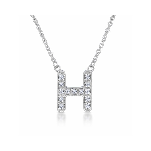 Initial 'H' Necklace Lab Diamond Encrusted Pave Set in 925 Sterling Silver - Image 1