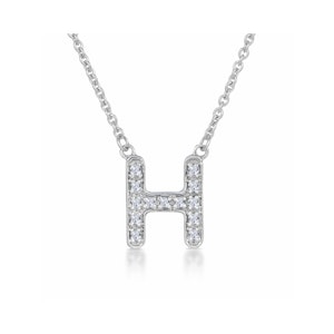 Initial 'H' Necklace Lab Diamond Encrusted Pave Set in 925 Sterling Silver