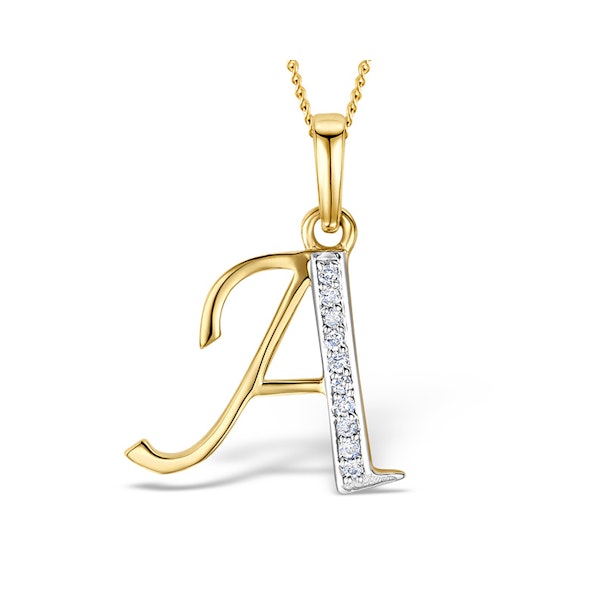 9K Gold Diamond Initial 'A' Necklace 0.05ct - Image 1