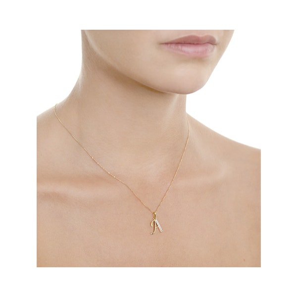 9K Gold Diamond Initial 'A' Necklace 0.05ct - Image 4
