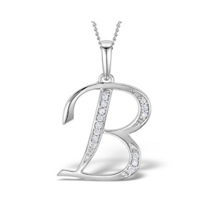 925 Silver Lab Diamond Initial 'B' Necklace 0.05ct