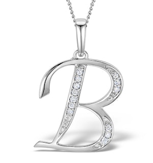 9K White Gold Diamond Initial 'B' Necklace 0.05ct