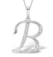 9K White Gold Diamond Initial 'B' Necklace 0.05ct - image 1