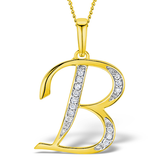 Diamond Initial Pendant Necklaces A To Z In White, Yellow And Rose Gold