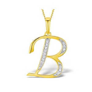 9K Gold Diamond Initial 'B' Necklace 0.05ct