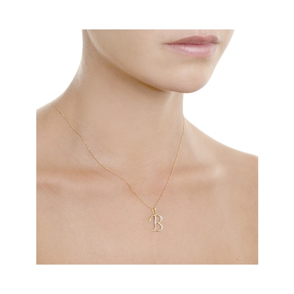 9K Gold Diamond Initial 'B' Necklace 0.05ct - Image 4