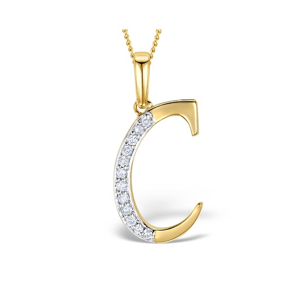 9K Gold Diamond Initial 'C' Necklace 0.05ct - Image 1