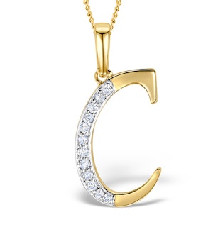 9K Gold Diamond Initial 'C' Necklace 0.05ct