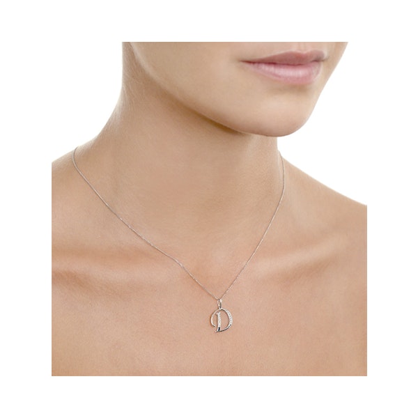 925 Silver Lab Diamond Initial 'D' Necklace 0.05ct - Image 4