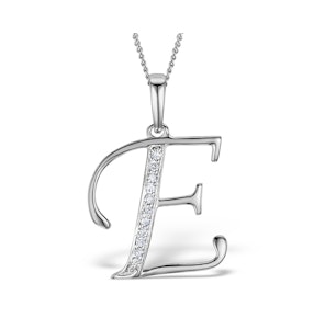 9K White Gold Diamond Initial 'E' Necklace 0.05ct