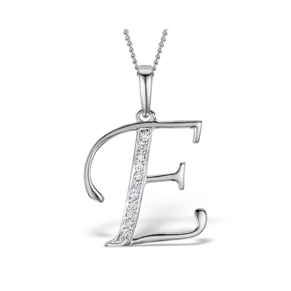9K White Gold Diamond Initial 'E' Necklace 0.05ct - Image 1