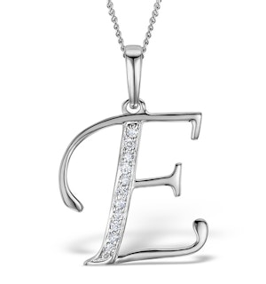 9K White Gold Diamond Initial 'E' Necklace 0.05ct