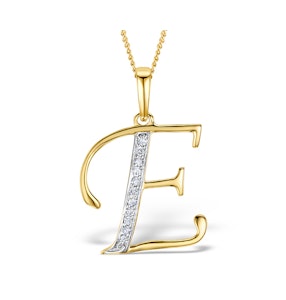 9K Gold Diamond Initial 'E' Necklace 0.05ct