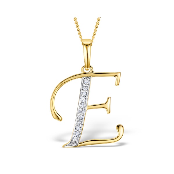 9K Gold Diamond Initial 'E' Necklace 0.05ct - Image 1