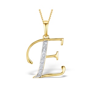 9K Gold Diamond Initial 'E' Necklace 0.05ct