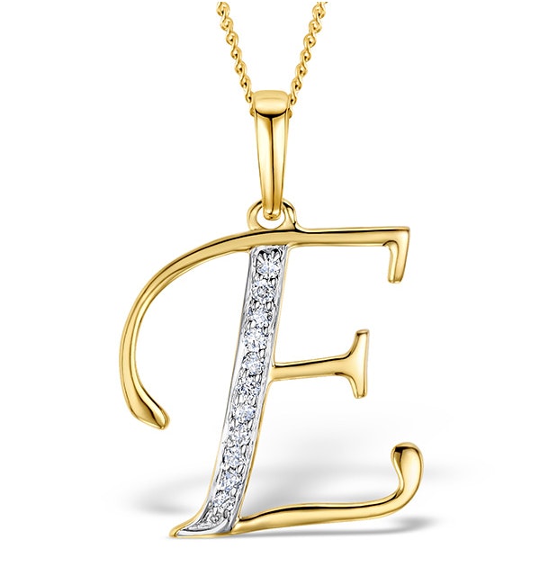 9K Gold Diamond Initial 'E' Necklace 0.05ct - image 1