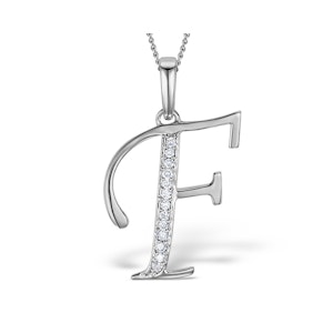 925 Silver Lab Diamond Initial 'F' Necklace 0.05ct