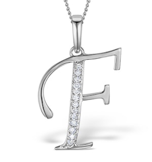 9K White Gold Diamond Initial 'F' Necklace 0.05ct