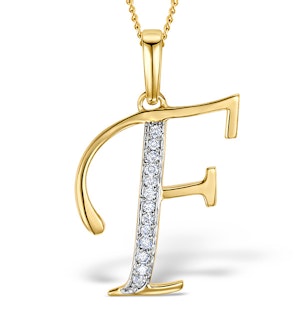 9K Gold Diamond Initial 'F' Necklace 0.05ct