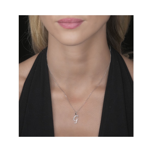 9K White Gold Diamond Initial 'G' Necklace 0.05ct - Image 2
