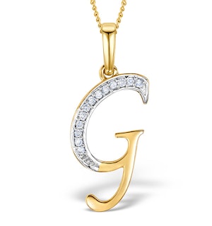 9K Gold Diamond Initial 'G' Necklace 0.05ct