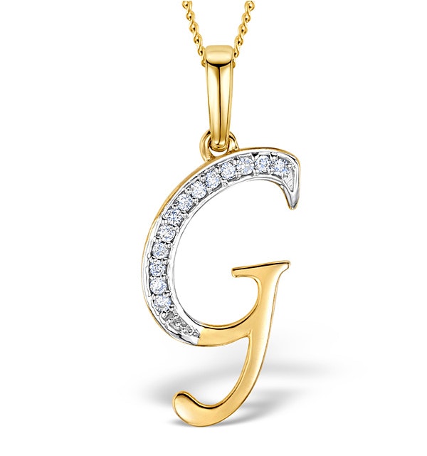9K Gold Diamond Initial 'G' Necklace 0.05ct - image 1