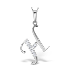 9K White Gold Diamond Initial 'H' Necklace 0.05ct