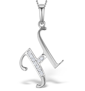 925 Silver Lab Diamond Initial 'H' Necklace 0.05ct