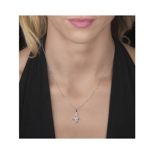 9K White Gold Diamond Initial 'H' Necklace 0.05ct - Image 2