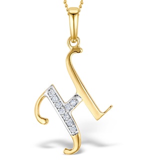 9K Gold Diamond Initial 'H' Necklace 0.05ct