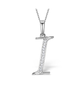 925 Silver Lab Diamond Initial 'I' Necklace 0.05ct