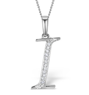 9K White Gold Diamond Initial 'I' Necklace 0.05ct
