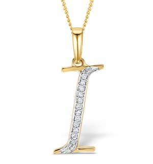9K Gold Diamond Initial 'I' Necklace 0.05ct