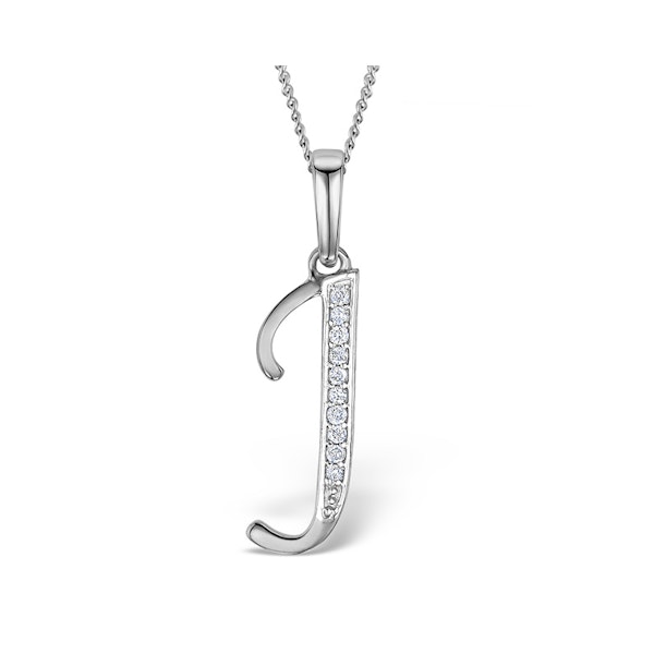 925 Silver Lab Diamond Initial 'J' Necklace 0.05ct - Image 1