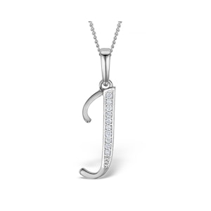 925 Silver Lab Diamond Initial 'J' Necklace 0.05ct
