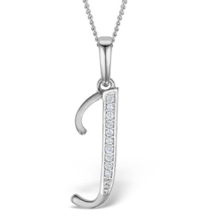 925 Silver Lab Diamond Initial 'J' Necklace 0.05ct