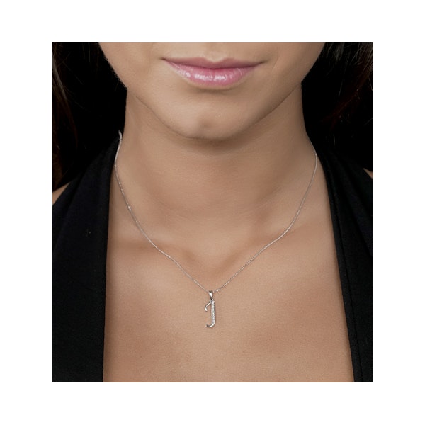 925 Silver Lab Diamond Initial 'J' Necklace 0.05ct - Image 2