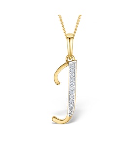 9K Gold Diamond Initial 'J' Necklace 0.05ct