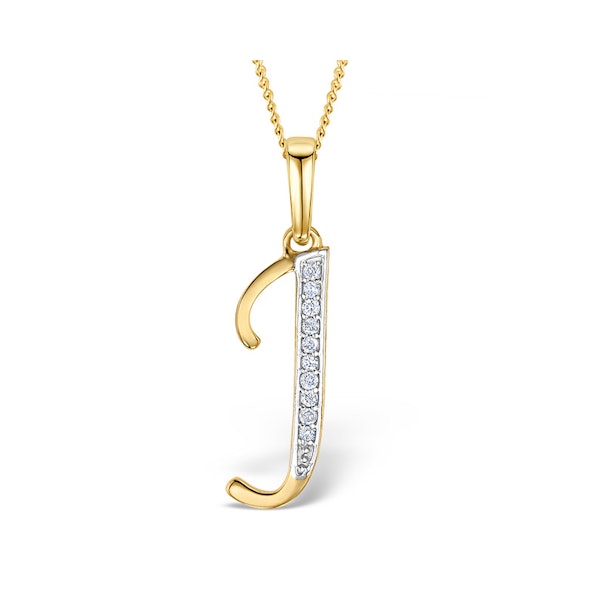 9K Gold Diamond Initial 'J' Necklace 0.05ct - Image 1