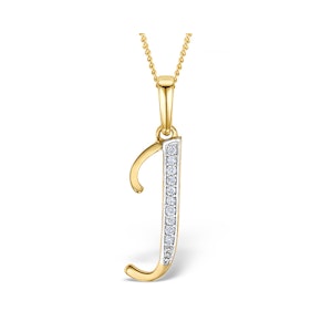 9K Gold Diamond Initial 'J' Necklace 0.05ct