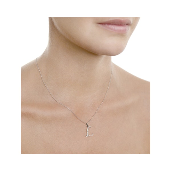 925 Silver Lab Diamond Initial 'L' Necklace 0.05ct - Image 4