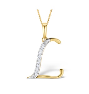 9K Gold Diamond Initial 'L' Necklace 0.05ct