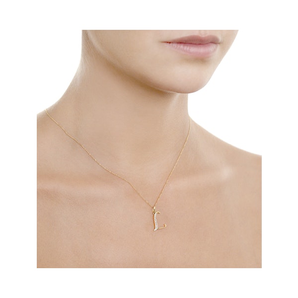 9K Gold Diamond Initial 'L' Necklace 0.05ct - Image 4