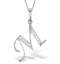 9K White Gold Diamond Initial 'M' Necklace 0.05ct - image 1