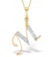 9K Gold Diamond Initial 'M' Necklace 0.05ct - image 1