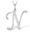 9K White Gold Diamond Initial 'N' Necklace 0.05ct - image 1